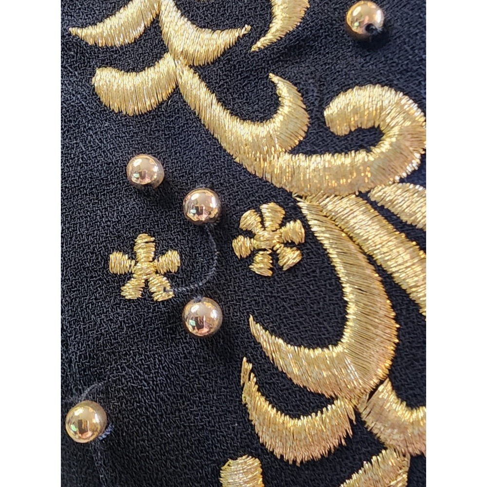 JENNA BLACK GOLD Woman's Embroidered BLAZER JACKET BUTTON size 6 - Picture 9 of 10